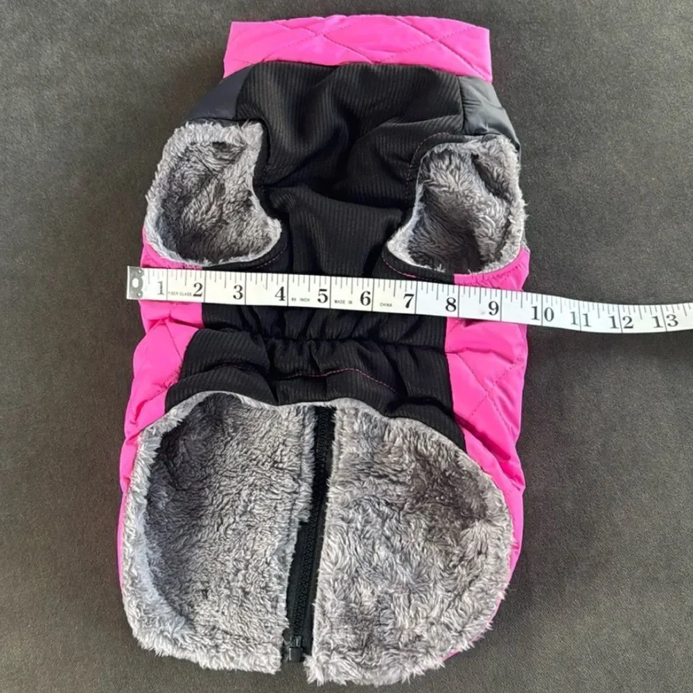 Dog Pet Coat Pink & Black Zip Up No Pull Design D-Rings for Leash Size M NEW